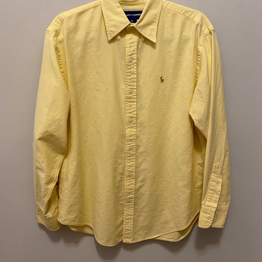 Mans Ralph Lauren pale yellow long sleeve button down shirt size 10 beau… - Picture 3 of 13